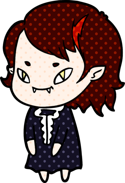 Bir insan tarafından çizilmiş çizgi film dostu vampir kız.