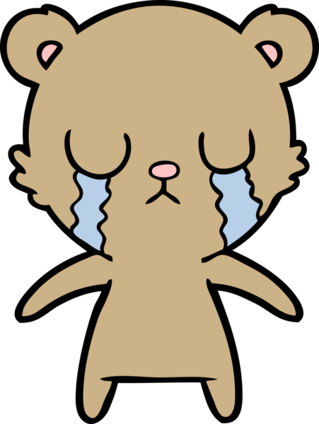 Bir insan tarafından çizilmiş ağlayan çizgi film ayısı.