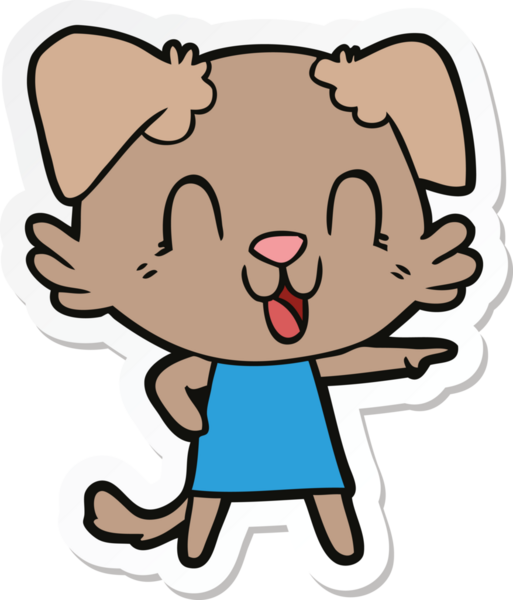 Bir insan tarafından çizilmiş komik bir köpeğin çıkartması.