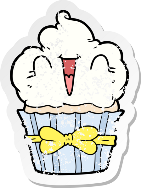 Bir insan tarafından çizilmiş mutlu çizgi film kekinin sıkıntılı çıkartması.