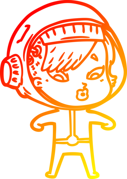 Bir insan tarafından çizilmiş bir astronot kadın çizgi çizimi.