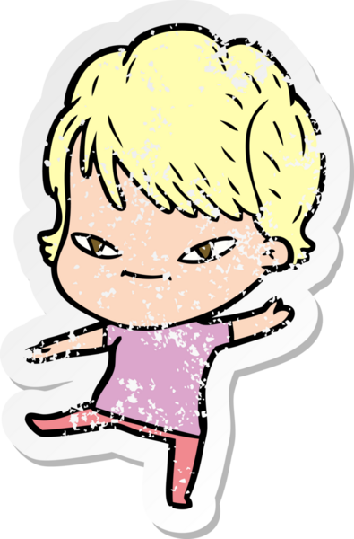 Bir insan tarafından çizilmiş mutlu bir karikatür çıkartması.