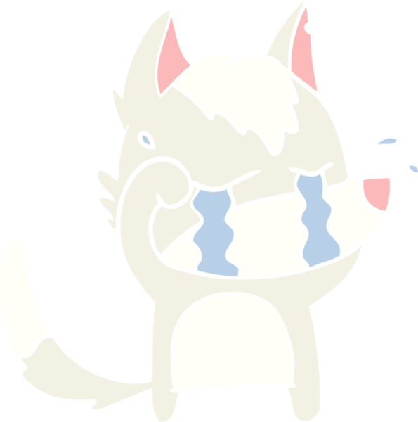 Düz renkli çizgi film ağlayan kurt gözleri bir insan tarafından çizilmiş.