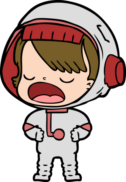 Bir insan tarafından çizilmiş konuşan astronot çizgi filmi.