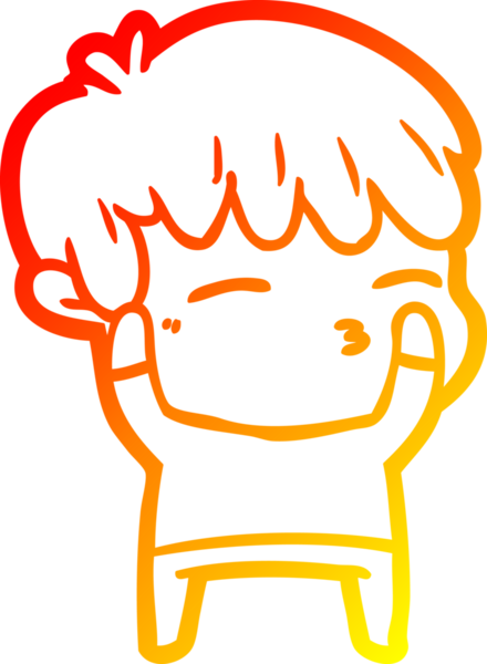 Bir insan tarafından çizilmiş, çizgi film karakteri meraklı bir çocuk çizimi.