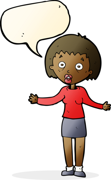 Bir insan tarafından çizilmiş konuşma balonuyla bahaneler üreten çizgi film kadını.