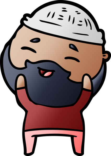 Bir insan tarafından çizilmiş mutlu sakallı bir adam.