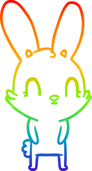 Gökkuşağı gradyan çizgisi. Bir insan tarafından çizilmiş şirin bir tavşan çizimi.