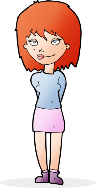 Bir insan tarafından çizilmiş mutlu bir kadın.