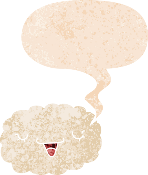 grunge 'da konuşma baloncuğu olan karikatür bulutu bir insan tarafından çizilmiş rahatsız edilmiş retro dokuma tarzı