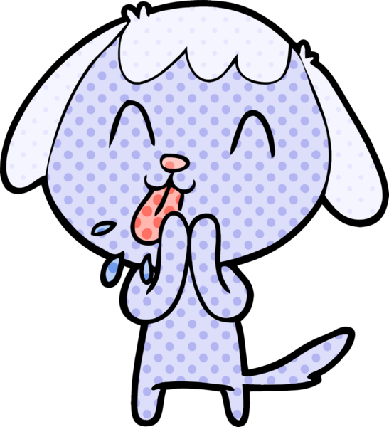 Bir insan tarafından çizilmiş şirin bir çizgi film köpeği.