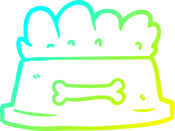 Bir insan tarafından çizilmiş bir kase köpek mamasının soğuk gradyanı.