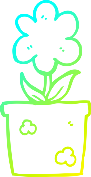 Bir insanın çizdiği karikatür çiçeğinin soğuk gradyan çizgisi.