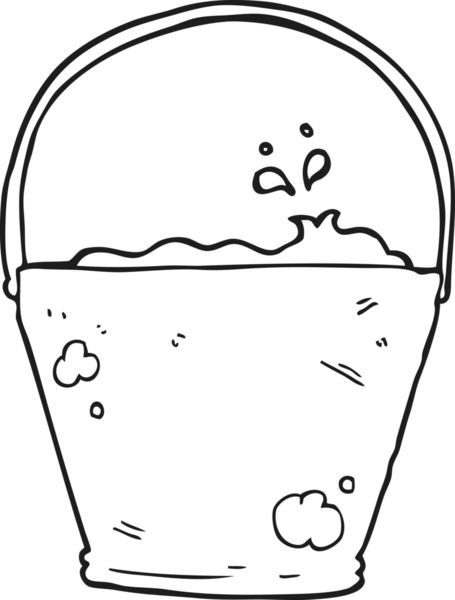 Bir insan tarafından çizilmiş siyah beyaz karikatür kovası.