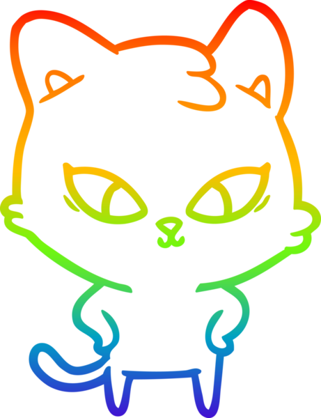 Gökkuşağı gradyan çizgisi bir insan tarafından çizilmiş şirin bir çizgi kedi çizimi