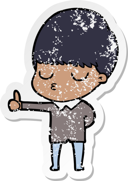 Bir insan tarafından çizilmiş, sıkıntılı bir çizgi film çıkartması.