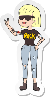 Bir insan tarafından çizilmiş bir rock kadınının çıkartması.