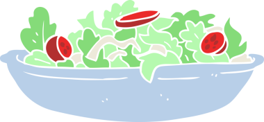 Bir insan tarafından çizilmiş salatanın düz renk çizimi