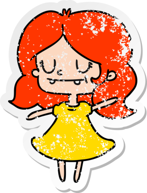 Bir insan tarafından çizilmiş tatlı kawai kızının serbest sticker 'ı.