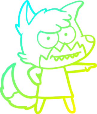 Bir insan tarafından çizilmiş sırıtan bir tilkinin soğuk çizgi çizimi