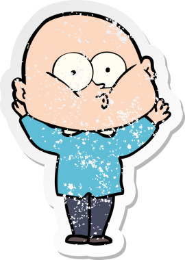 Bir insan tarafından çizilmiş kel bir adamın sıkıntılı çıkartması.