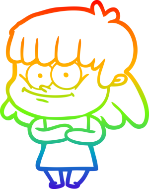 Bir insan tarafından çizilmiş gülümseyen bir karikatür çizimi.