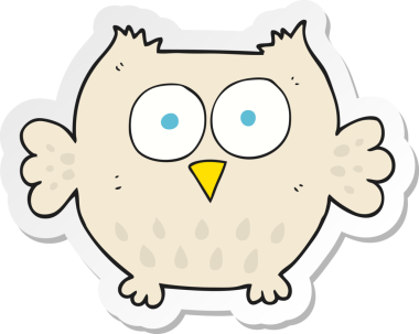 Bir insan tarafından çizilmiş mutlu baykuşun çıkartması.