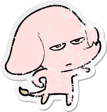 Bir insan tarafından çizilmiş kızgın bir fil çıkartması.