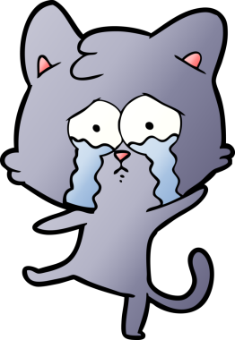 Bir insan tarafından çizilmiş ağlayan kedi çizgi filmi.