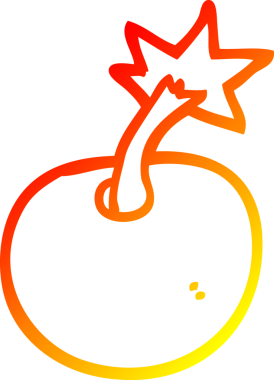 Bir insan tarafından çizilmiş yuvarlak çizgi film bombasının sıcak gradyan çizgisi.