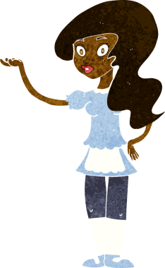 Bir insan tarafından çizilmiş çizgi film garsonu.