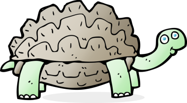 Bir insan tarafından çizilmiş karikatür kaplumbağası.