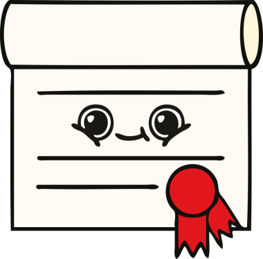 Bir insan tarafından çizilmiş şirin bir sertifika karikatürü.