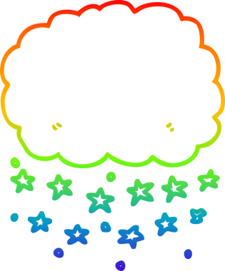 Bir insan tarafından çizilen yağmur bulutunun gökkuşağı gradyanı çizimi