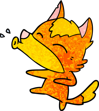 Bir insan tarafından çizilmiş tilki çizgi film karakteri