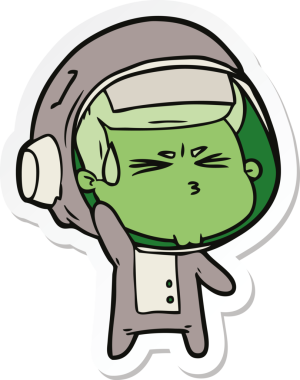 Bir insan tarafından çizilmiş astronotun çizdiği bir çizgi film çıkartması.