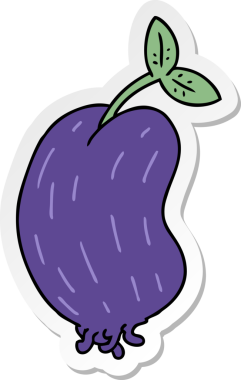 Bir insan tarafından çizilen filizlenen fasulyenin serbest sticker karikatürü.