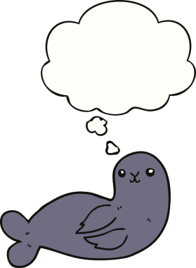 Bir insan tarafından çizilmiş düşünce baloncuklu karikatür mührü