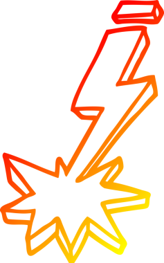 Bir insan tarafından çizilen karikatür yıldırımının sıcak çizgi çizimi