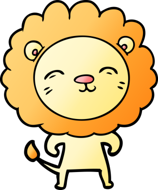 Bir insan tarafından çizilmiş çizgi film aslanı.