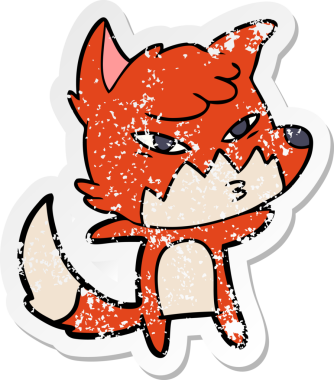 Bir insan tarafından çizilmiş zeki bir tilkinin sıkıntılı çıkartması.