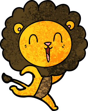 Bir insan tarafından çizilen gülen aslan çizgi filmi