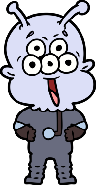 Bir insan tarafından çizilmiş mutlu bir uzaylı çizgi filmi.