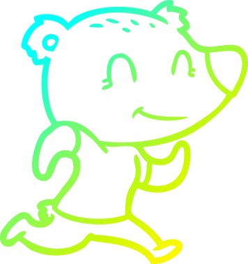 Bir insan tarafından çizilmiş sağlıklı bir koşu ayısı karikatürünün soğuk eğimli çizimi