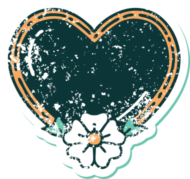 Bir insan tarafından çizilmiş kalp ve çiçeğin sembolik dövmesi.