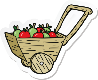 Bir insan tarafından çizilmiş elma arabasının çıkartması.