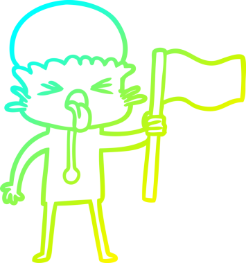 Bir insan tarafından çizilmiş garip bir uzaylı çizgi filminin soğuk eğimli çizgisi.