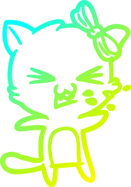 Bir insan tarafından çizilen çizgi film kedisinin soğuk gradyan çizgisi.