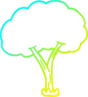 Bir insan tarafından çizilen karikatür ağacının soğuk gradyan çizimi