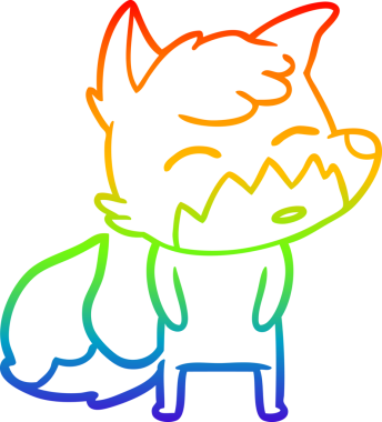 gökkuşağı gradyanı çizimi bir insan tarafından çizilmiş tilki çizgi filmi